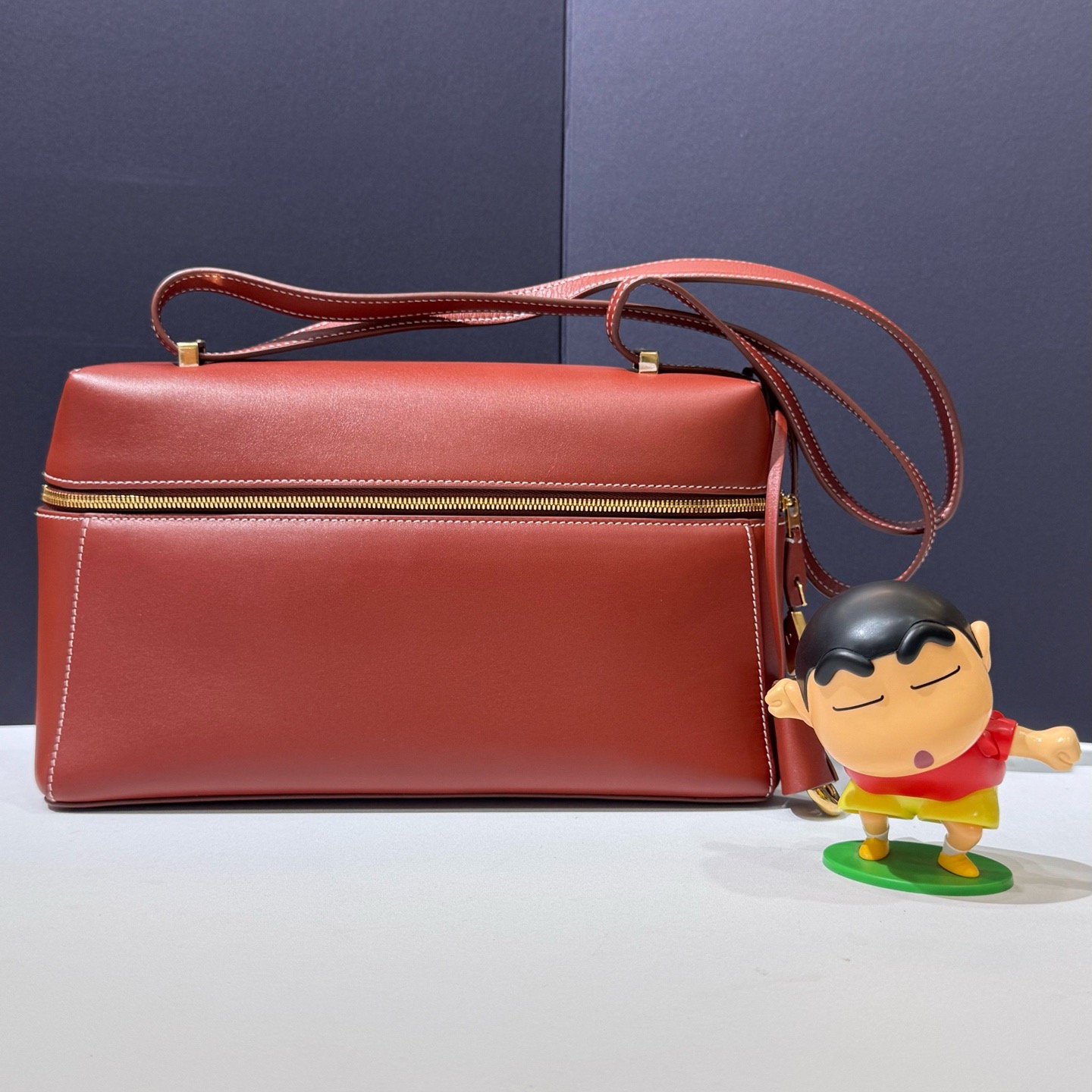 Loro Piana诺悠翩雅 深葛缕子色牛皮盒子手提斜挎包